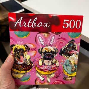 Artbox 500-Piece Puzzle - Pug Donut Party Pink